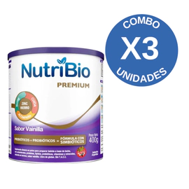 Combo X3 Nutribio Premium Sabor Vainilla Lata 400grs