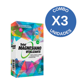 Combo X3 Total Magnesiano Vitalizante 24 Comp. Efervescentes