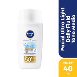 Protector solar facial NIVEA SUN Ultra Light Daily Fluid Tono Medio FPS50+ 40 ml