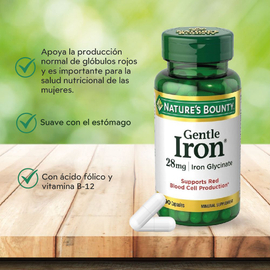 Nature's Bounty Gentle Iron 28 Mg Capsules - 90 Count Non-Constipating Iron Supplement