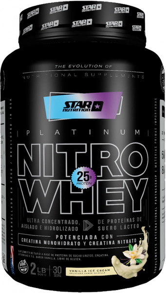 Nitro Whey Proteina con Creatina Sabor Vainilla X 2lb
