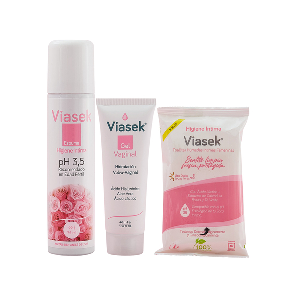 Combo Viasek Gel Hidratante Vaginal 40 ml + Espuma PH 3,5 + Toallitas de Higiene | SelmaDigital Combo Viasek Gel Hidratante Vaginal 40 ml + Espuma PH 3,5 + Toallitas de Higiene | SelmaDigital
