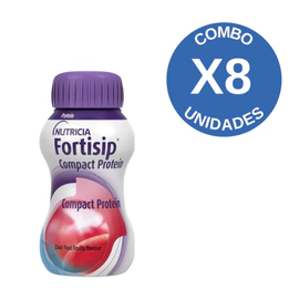 Combo X8 Fortisip Compact Protein Nutrición Frutos Rojos 125ml