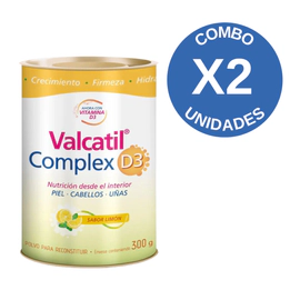 Combo X2 Valcatil Complex D3 Cabellos Y Uñas Polvo Sabor Limón 300gr