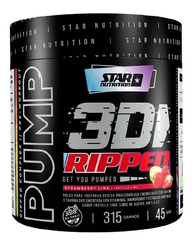 Pump 3D Ripped Pre Entreno Sabor Frutilla Lima X 315 Gramos