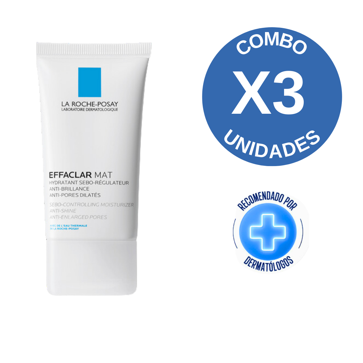 Sebo Mat Combo X3 Effaclar Mat Hidratante Sebo Regulador 40 Ml | SelmaDigital