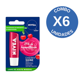 Combo X6 Protector Labial Humectante Cherry Shine 4,8 Grs