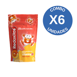Combo X6 Redoxitos Suplemento Dietario con Vitamina C 25 Pastillas Masticables