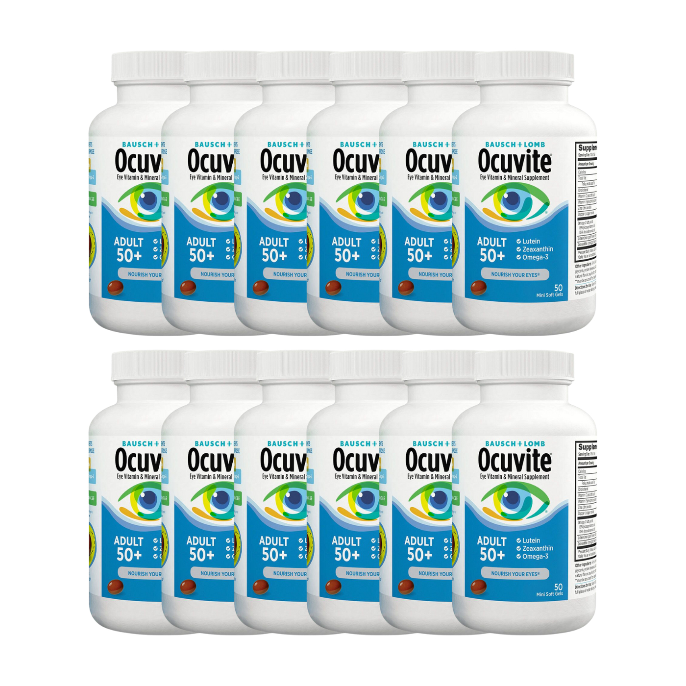 Combo X12 Adult 50+ Vitaminas Salud Ocular Lutena Omega 50 capsulas |  SelmaDigital