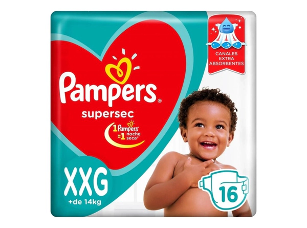 Pañales Pampers Supersec Mega Talle XXG x16un