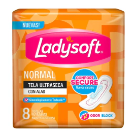 Toallas Femeninas Ladysoft Normal Seca Con Alas X8Un