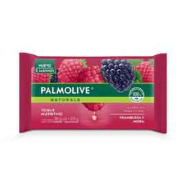 Jabón De Tocador Palmolive Naturals Frambuesa Y Mora 90 G 3 U