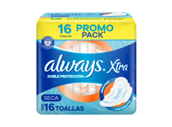 Toallas Femeninas Always Xtra Doble Proteccion Seca 16 un