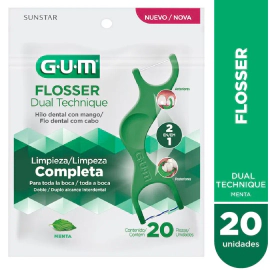 Gum Flossers Dual Technique 2 En 1 Con Hilo Dental Menta 20Un