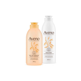 Kit Cuidado Facial Y Corporal Aveno Limpieza +Emulsión 250Ml