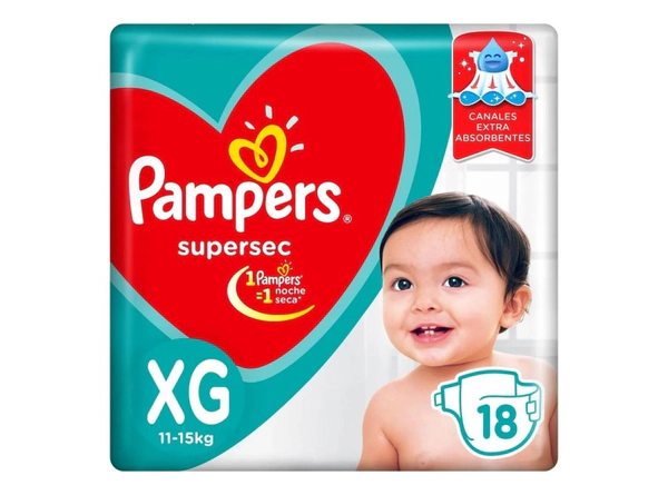 Pañales Pampers Supersec Mega Talle XG x18un