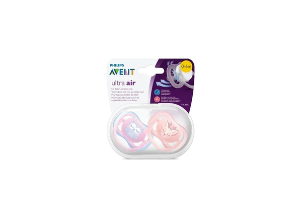 Chupete Avent Ultra Air Deco 0-6M Rosa y Salmón x2