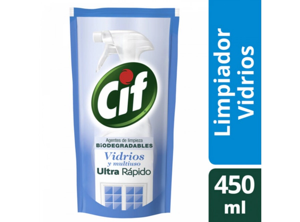 Limpiador líquido Cif vidrios biodegradable doypack 450 ml