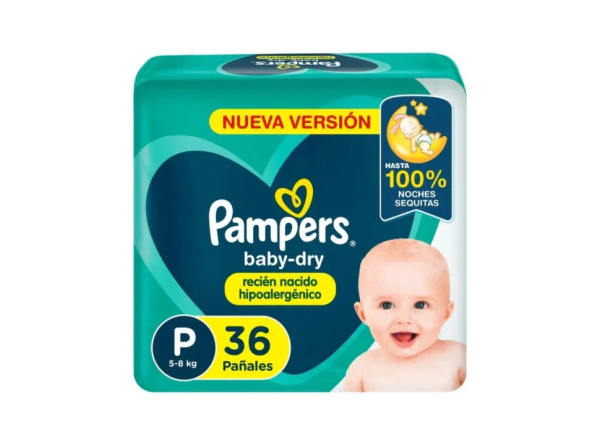 Pañales Pampers Baby Dry Hipoalergénico Talle P 36 Un