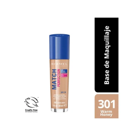 Base Maquillaje Rimmel London Match Perfection Warm Honey 301 X30Ml