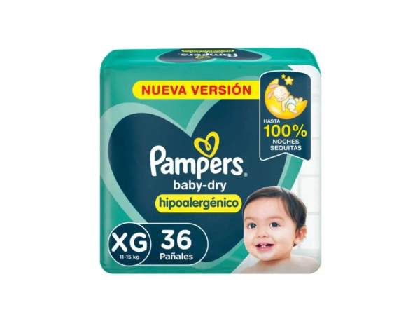 Pañales Pampers BabyDry Talle XG 36 Un
