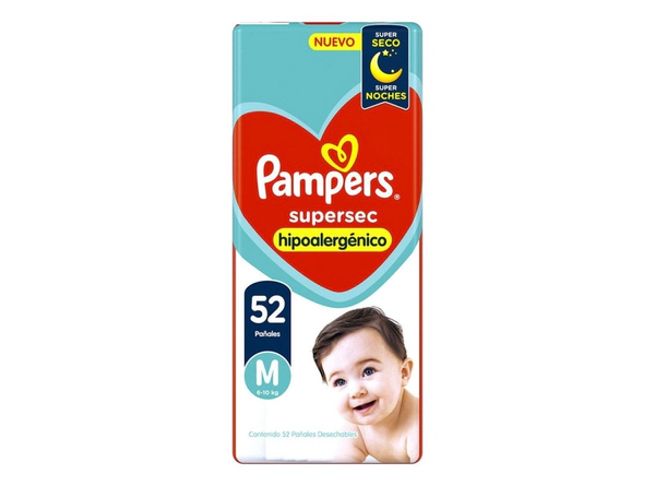Pañales Pampers talle M super sec 52 uni