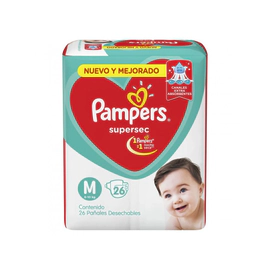 Pañales Pampers Supersec Mega Talle M X26Un