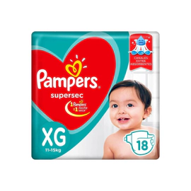 Pañales Pampers Supersec Mega Talle Xg X18Un
