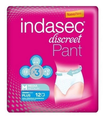 Indasec Discreet Pant Plus Talla Media Ropa Interior 12 Unds