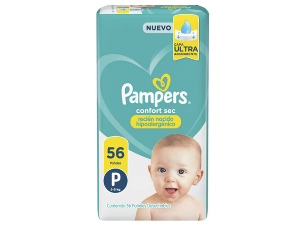 Pañales Pampers Confort Sec Hiperpack Pequeño 56u