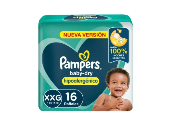 Pañales Pampers Baby Dry Hipoalergénico Talle Xxg 16 Un