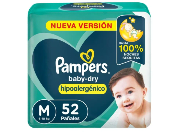 Pañales Pampers BabyDry Talle M x52un