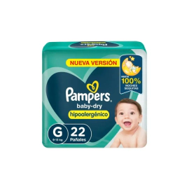 Pañales Pampers Baby Dry Hipoalergénico Talle G 22 Un