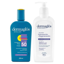 Dermaglós Combo Protección Solar Fps50  250 ml + Regeneración 300 ml