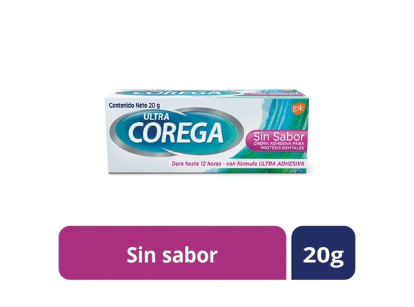 Crema Adhesiva Ultra Corega Sin Sabor x20gr
