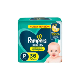 Pañales Pampers Baby Dry Hipoalergénico Talle P 36 Un