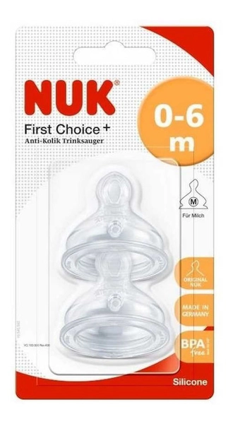 Nuk First Choice Plus Tetina De Silicona 0-6 Meses Medio 2u