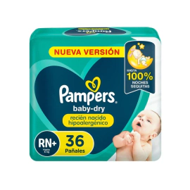 Pañales Pampers Baby Dry Talle Rn+ 36 Un