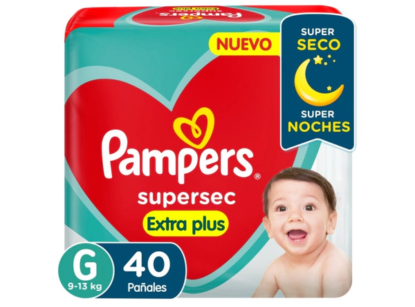 Pañales Pampers Supersec Talle G XTR x40 Uni