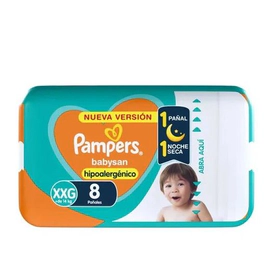 Pañales Hipoalergénicos Pampers Babysan Xxg 8 Un