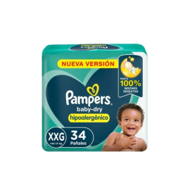 Pañales Pampers Baby Dry Hipoalergénico Talle Xxg 34 Un