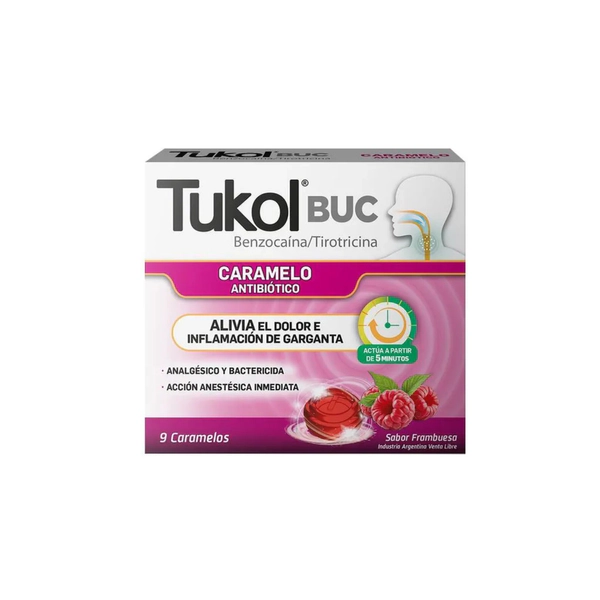 Tukol Buc Frambuesa X9 Caramelos