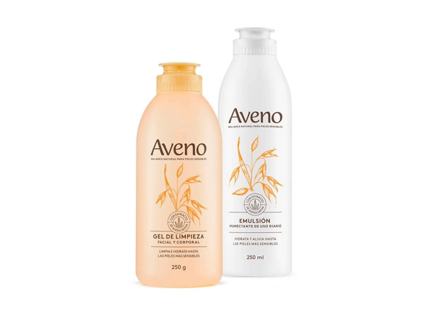 Kit Cuidado Facial y Corporal Aveno Limpieza +Emulsión 250ml