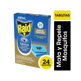 Insecticida Raid Tabletas Repele Mosquitos 24Un