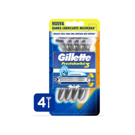 Gillette Máquinas De Afeitar Prestobarba3 X 4 Unidades