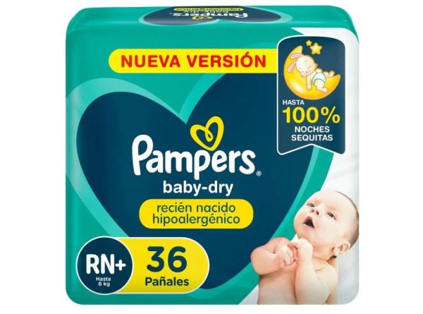 Pañales Pampers Baby-Dry Talle RN x36un
