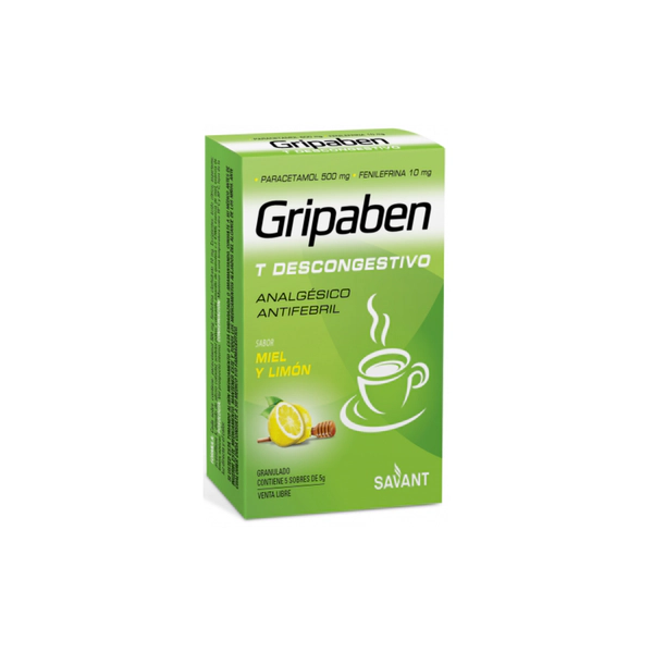 Gripaben Té Descongestivo Miel y Limón X5 Sobres