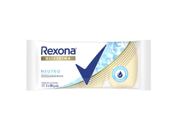 Jabón De Glicerina Rexona Neutro Hipoalergenico 90Gr x3u