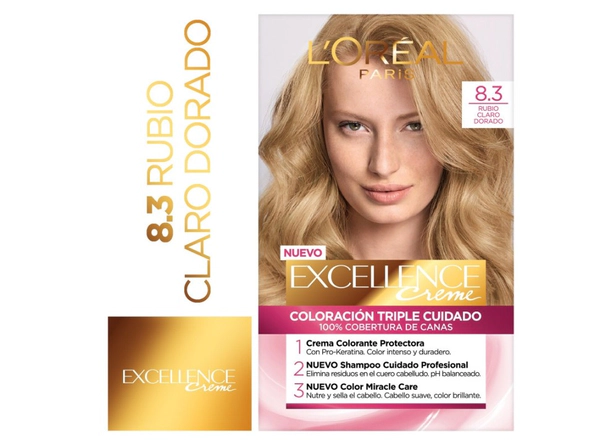 Tintura permanente Excellence Creme 83 rubio claro dorado x47GR