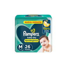 Pañales Pampers Baby Dry Hipoalergénico Talle M 26 Un